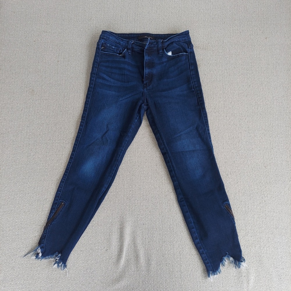KanCan Jeans‎ Women 9/28 Dark Wash KC9131D Skinny Distressed Step Hem Ankle Zip